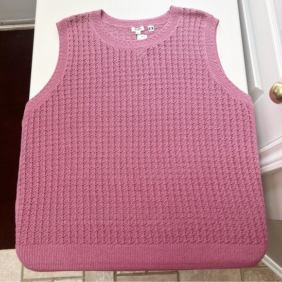 Penningtons Sleeveless Crochet Cotton Sweater Tank with Ribbed Bands Pink 4X NWT - Picture 15 of 15